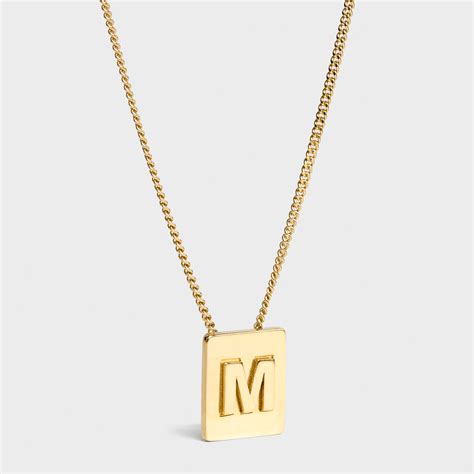 celine letter pendant necklace in brass|Alphabet A Necklace in Brass with Gold finish .